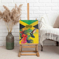Personalized Jamaica Hummingbird Canvas Wall Art Tropical Flowers Grunge Flag - Wonder Print Shop