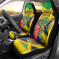 Personalized Jamaica Hummingbird Car Seat Cover Tropical Flowers Grunge Flag - Wonder Print Shop
