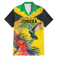 Personalized Jamaica Hummingbird Family Matching Mermaid Dress and Hawaiian Shirt Tropical Flowers Grunge Flag - Wonder Print Shop