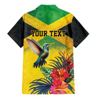 Personalized Jamaica Hummingbird Family Matching Mermaid Dress and Hawaiian Shirt Tropical Flowers Grunge Flag - Wonder Print Shop
