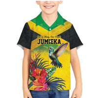 Personalized Jamaica Hummingbird Family Matching Mermaid Dress and Hawaiian Shirt Tropical Flowers Grunge Flag - Wonder Print Shop