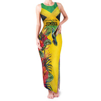 Personalized Jamaica Hummingbird Family Matching Tank Maxi Dress and Hawaiian Shirt Tropical Flowers Grunge Flag - Wonder Print Shop