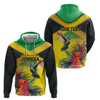 Personalized Jamaica Hummingbird Hoodie Tropical Flowers Grunge Flag - Wonder Print Shop