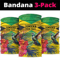 Personalized Jamaica Hummingbird Neck Gaiter Tropical Flowers Grunge Flag - Wonder Print Shop
