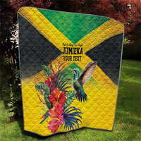 Personalized Jamaica Hummingbird Quilt Tropical Flowers Grunge Flag - Wonder Print Shop