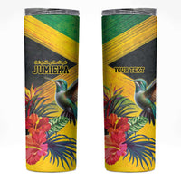 Personalized Jamaica Hummingbird Skinny Tumbler Tropical Flowers Grunge Flag - Wonder Print Shop