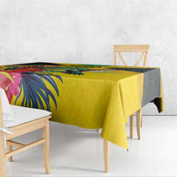 Personalized Jamaica Hummingbird Tablecloth Tropical Flowers Grunge Flag - Wonder Print Shop