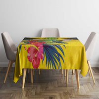 Personalized Jamaica Hummingbird Tablecloth Tropical Flowers Grunge Flag - Wonder Print Shop