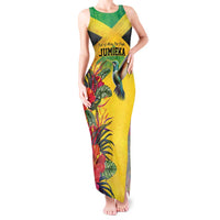 Personalized Jamaica Hummingbird Tank Maxi Dress Tropical Flowers Grunge Flag - Wonder Print Shop