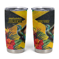 Personalized Jamaica Hummingbird Tumbler Cup Tropical Flowers Grunge Flag - Wonder Print Shop