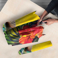 Personalized Jamaica Hummingbird Umbrella Tropical Flowers Grunge Flag - Wonder Print Shop