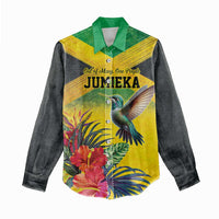 Personalized Jamaica Hummingbird Women Casual Shirt Tropical Flowers Grunge Flag - Wonder Print Shop