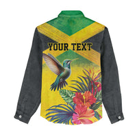 Personalized Jamaica Hummingbird Women Casual Shirt Tropical Flowers Grunge Flag - Wonder Print Shop