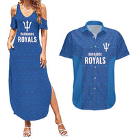 Caribbean Cricket Barbados Custom Couples Matching Summer Maxi Dress and Hawaiian Shirt Strike of the Tridents - Wonder Print Shop
