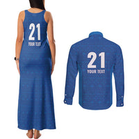 Caribbean Cricket Barbados Custom Couples Matching Tank Maxi Dress and Long Sleeve Button Shirt Strike of the Tridents - Wonder Print Shop