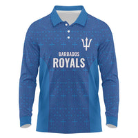 Caribbean Cricket Barbados Custom Long Sleeve Polo Shirt Strike of the Tridents - Wonder Print Shop