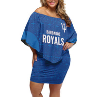 Caribbean Cricket Barbados Custom Off Shoulder Short Dress Strike of the Tridents - Wonder Print Shop