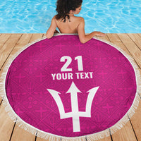 Caribbean Cricket Barbados Custom Beach Blanket Strike of the Tridents Pink Fury - Wonder Print Shop