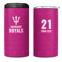 Caribbean Cricket Barbados Custom 4 in 1 Can Cooler Tumbler Strike of the Tridents Pink Fury - Wonder Print Shop