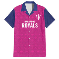 Caribbean Cricket Barbados Custom Family Matching Off The Shoulder Long Sleeve Dress and Hawaiian Shirt Strike of the Tridents Pink Fury - Wonder Print Shop
