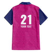 Caribbean Cricket Barbados Custom Family Matching Off The Shoulder Long Sleeve Dress and Hawaiian Shirt Strike of the Tridents Pink Fury - Wonder Print Shop