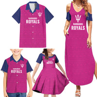 Caribbean Cricket Barbados Custom Family Matching Summer Maxi Dress and Hawaiian Shirt Strike of the Tridents Pink Fury - Wonder Print Shop