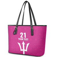 Caribbean Cricket Barbados Custom Leather Tote Bag Strike of the Tridents Pink Fury - Wonder Print Shop