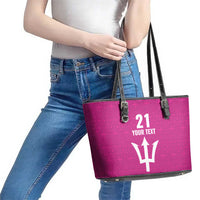 Caribbean Cricket Barbados Custom Leather Tote Bag Strike of the Tridents Pink Fury - Wonder Print Shop