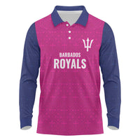 Caribbean Cricket Barbados Custom Long Sleeve Polo Shirt Strike of the Tridents Pink Fury - Wonder Print Shop