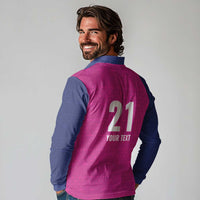 Caribbean Cricket Barbados Custom Long Sleeve Polo Shirt Strike of the Tridents Pink Fury - Wonder Print Shop