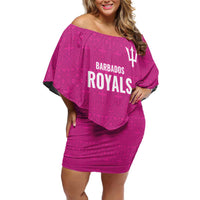 Caribbean Cricket Barbados Custom Off Shoulder Short Dress Strike of the Tridents Pink Fury - Wonder Print Shop
