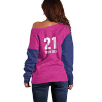 Caribbean Cricket Barbados Custom Off Shoulder Sweater Strike of the Tridents Pink Fury - Wonder Print Shop