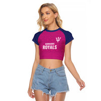 Caribbean Cricket Barbados Custom Raglan Cropped T Shirt Strike of the Tridents Pink Fury - Wonder Print Shop