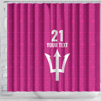Caribbean Cricket Barbados Custom Shower Curtain Strike of the Tridents Pink Fury - Wonder Print Shop