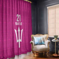Caribbean Cricket Barbados Custom Window Curtain Strike of the Tridents Pink Fury - Wonder Print Shop