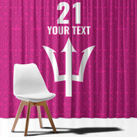 Caribbean Cricket Barbados Custom Window Curtain Strike of the Tridents Pink Fury - Wonder Print Shop