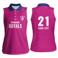Caribbean Cricket Barbados Custom Women Sleeveless Polo Shirt Strike of the Tridents Pink Fury - Wonder Print Shop