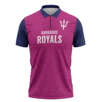 Caribbean Cricket Barbados Custom Zipper Polo Shirt Strike of the Tridents Pink Fury - Wonder Print Shop
