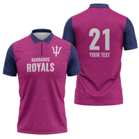 Caribbean Cricket Barbados Custom Zipper Polo Shirt Strike of the Tridents Pink Fury - Wonder Print Shop
