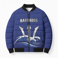 Caribbean Cricket Barbados Custom Bomber Puffer Jacket Trident Champion’s Wave - Wonder Print Shop
