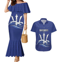 Caribbean Cricket Barbados Custom Couples Matching Mermaid Dress and Hawaiian Shirt Trident Champion’s Wave - Wonder Print Shop