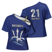 Caribbean Cricket Barbados Custom Cross Shoulder Shirt Trident Champion’s Wave - Wonder Print Shop