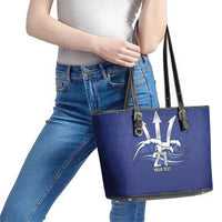 Caribbean Cricket Barbados Custom Leather Tote Bag Trident Champion’s Wave - Wonder Print Shop