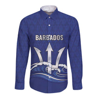 Caribbean Cricket Barbados Custom Long Sleeve Button Shirt Trident Champion’s Wave - Wonder Print Shop