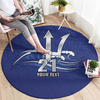Caribbean Cricket Barbados Custom Round Carpet Trident Champion’s Wave - Wonder Print Shop