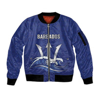 Caribbean Cricket Barbados Custom Sleeve Zip Bomber Jacket Trident Champion’s Wave - Wonder Print Shop