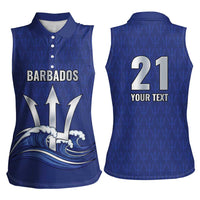 Caribbean Cricket Barbados Custom Women Sleeveless Polo Shirt Trident Champion’s Wave - Wonder Print Shop