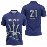 Caribbean Cricket Barbados Custom Zipper Polo Shirt Trident Champion’s Wave - Wonder Print Shop