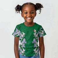 Custom Algeria Iris Floral Green Kid T shirt Africa Women’s Football Champion Series 2026