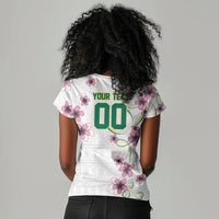 Custom Cameroon Red Stinkwood Floral Women V-Neck T-Shirt Africa Women’s Football Champion Series 2026